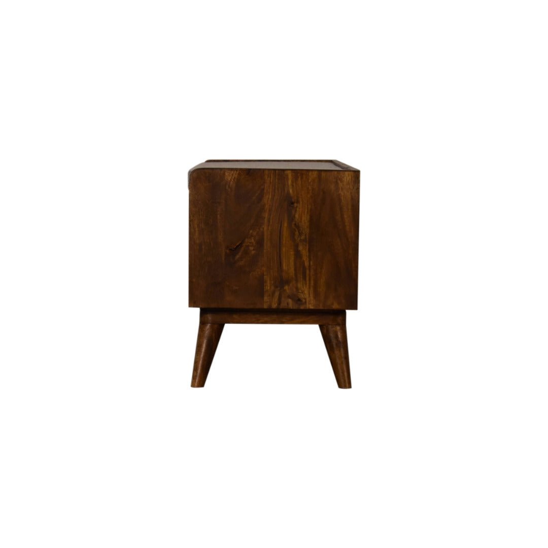Chestnut Bench with Brown Tweed Seat Pad - Price Crash Furniture