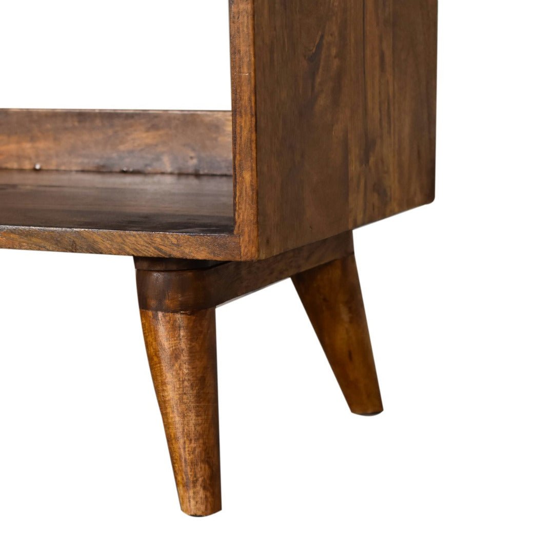Chestnut Bench with Brown Tweed Seat Pad - Price Crash Furniture