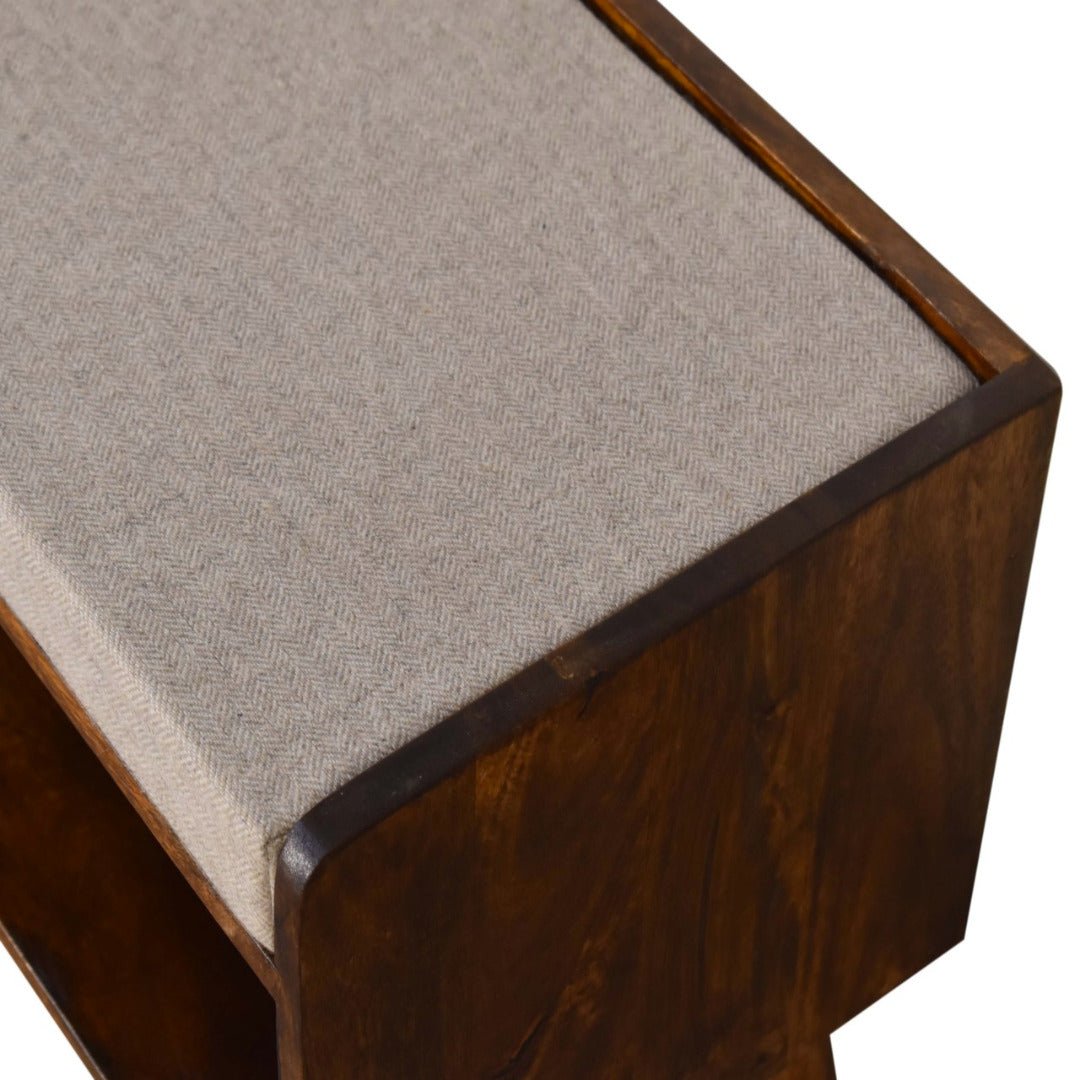 Chestnut Bench with Brown Tweed Seat Pad - Price Crash Furniture