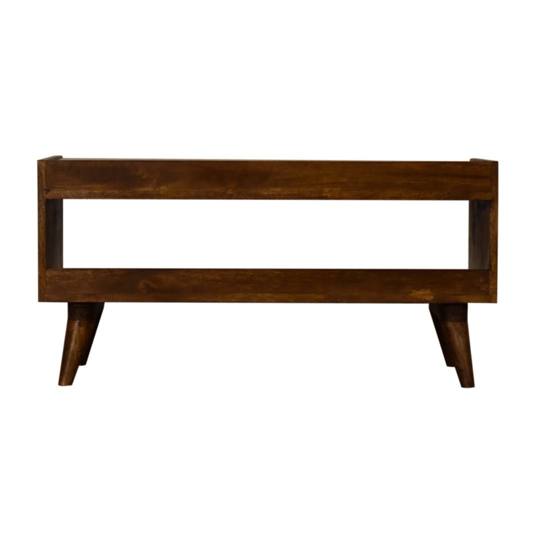 Chestnut Bench with Brown Tweed Seat Pad - Price Crash Furniture