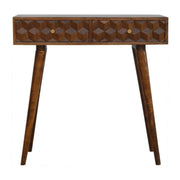 Chestnut Cube Carved Console Table - Price Crash Furniture