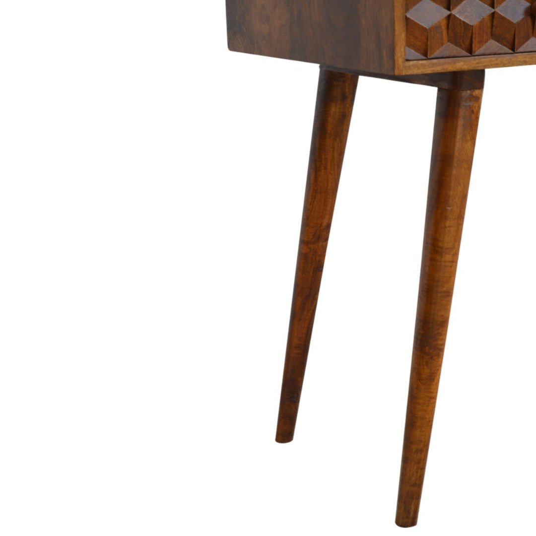 Chestnut Cube Carved Console Table - Price Crash Furniture
