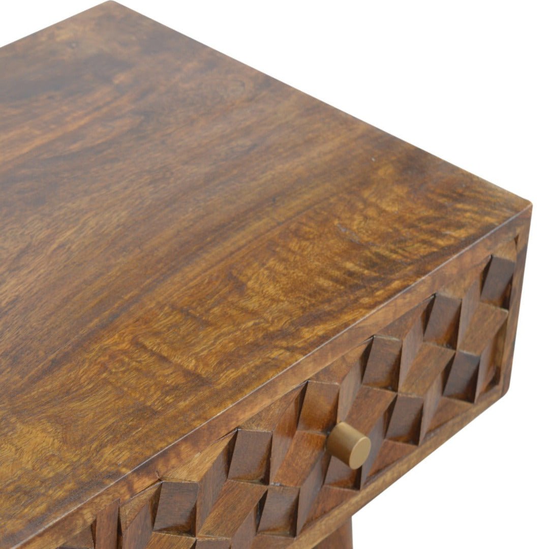 Chestnut Cube Carved Console Table - Price Crash Furniture