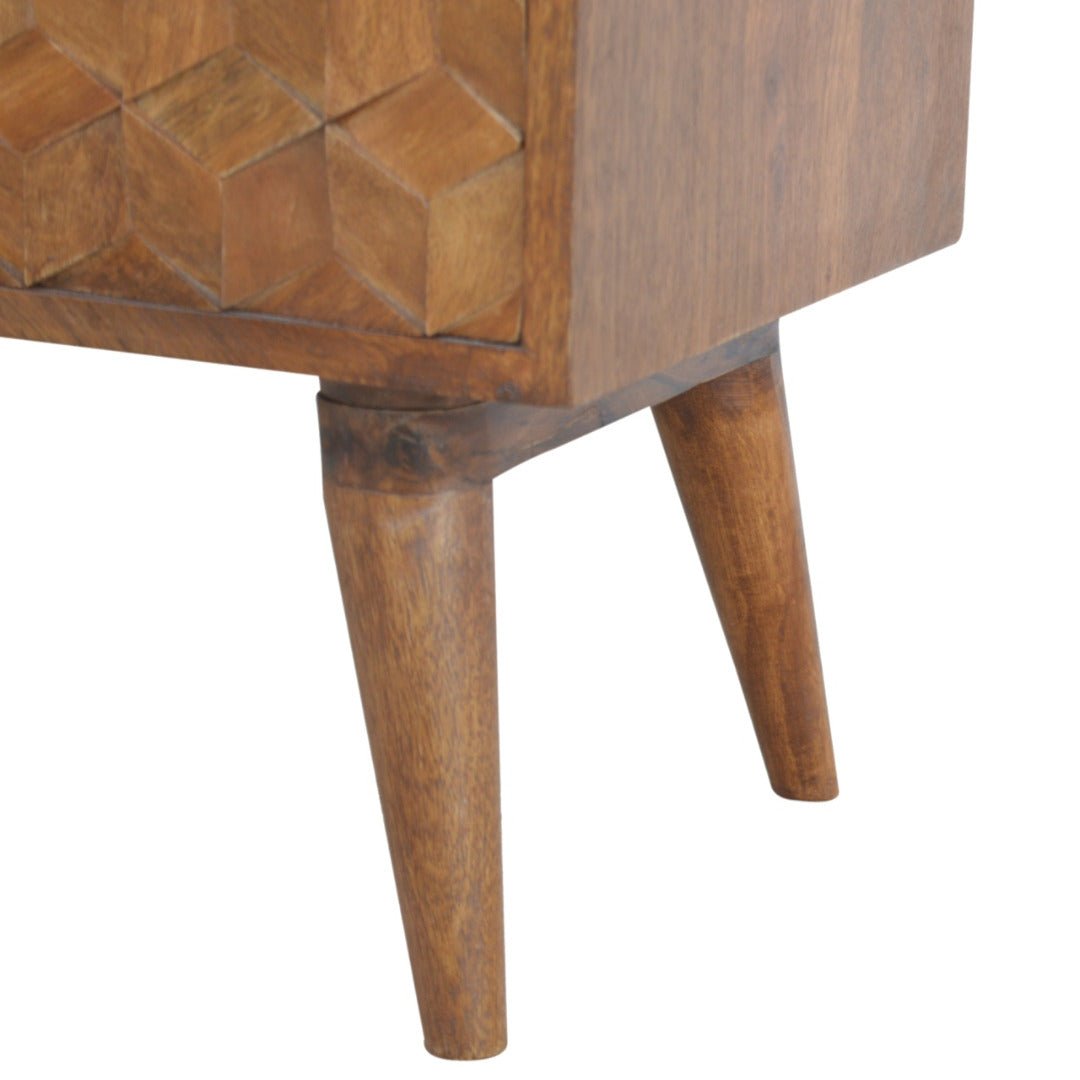 Chestnut Cube Carved Media with 2 Open Slots - Price Crash Furniture