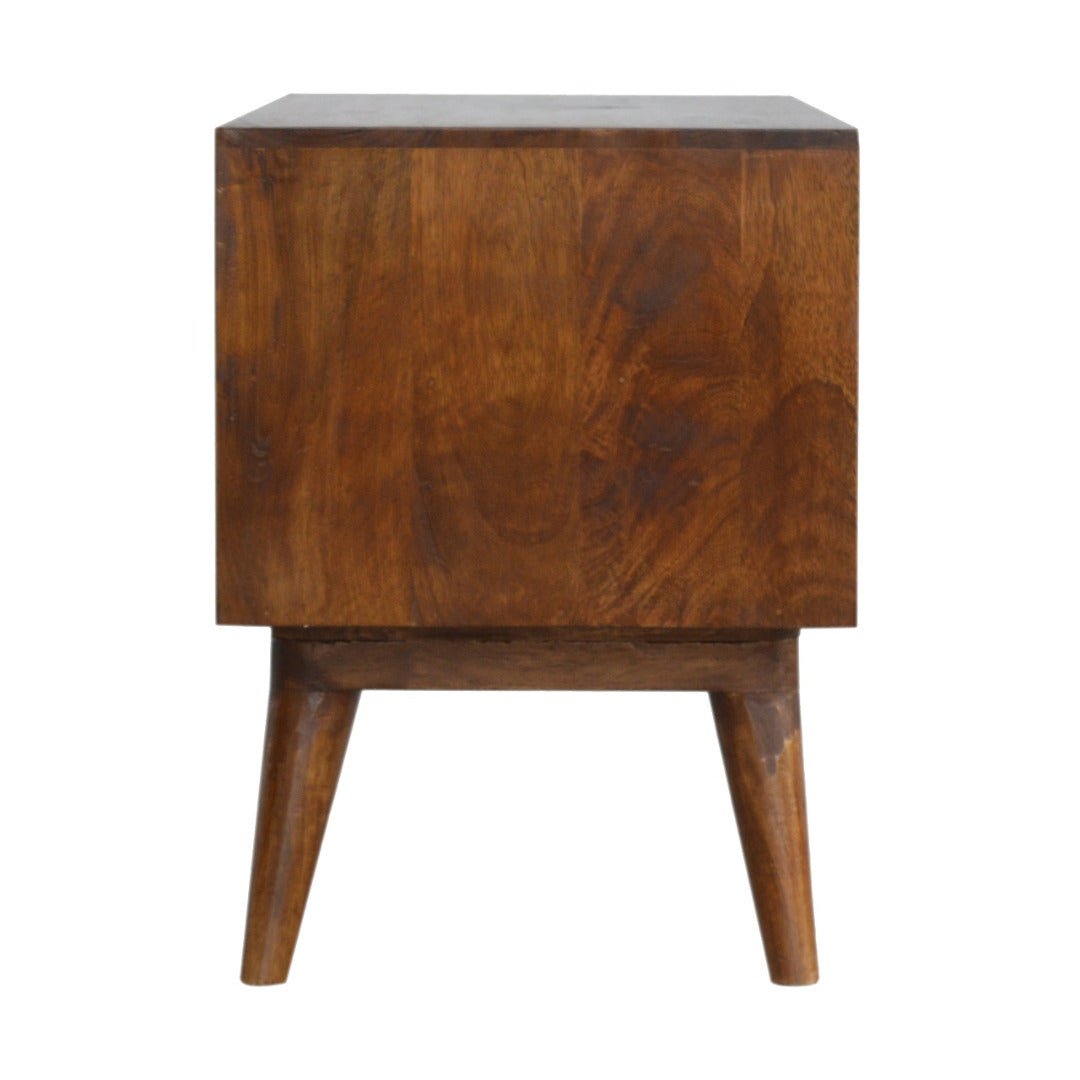Chestnut Cube Carved Media with 2 Open Slots - Price Crash Furniture