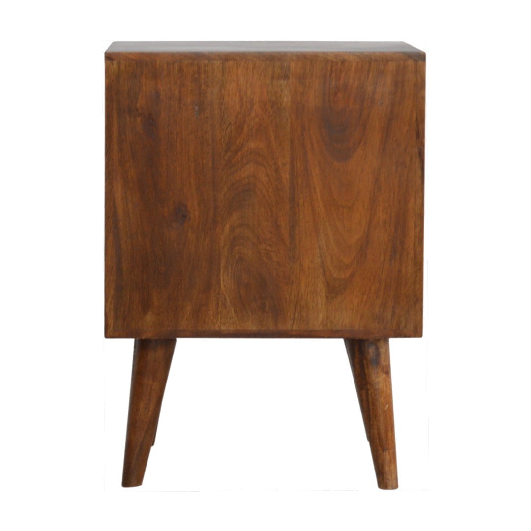 Chestnut Diamond Carved 1 Drawer Bedside - Price Crash Furniture