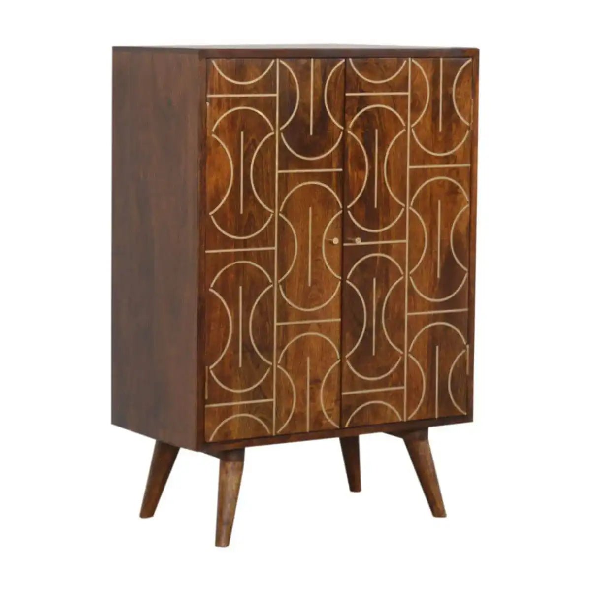 Chestnut Gold Inlay Abstract Cabinet - Price Crash Furniture