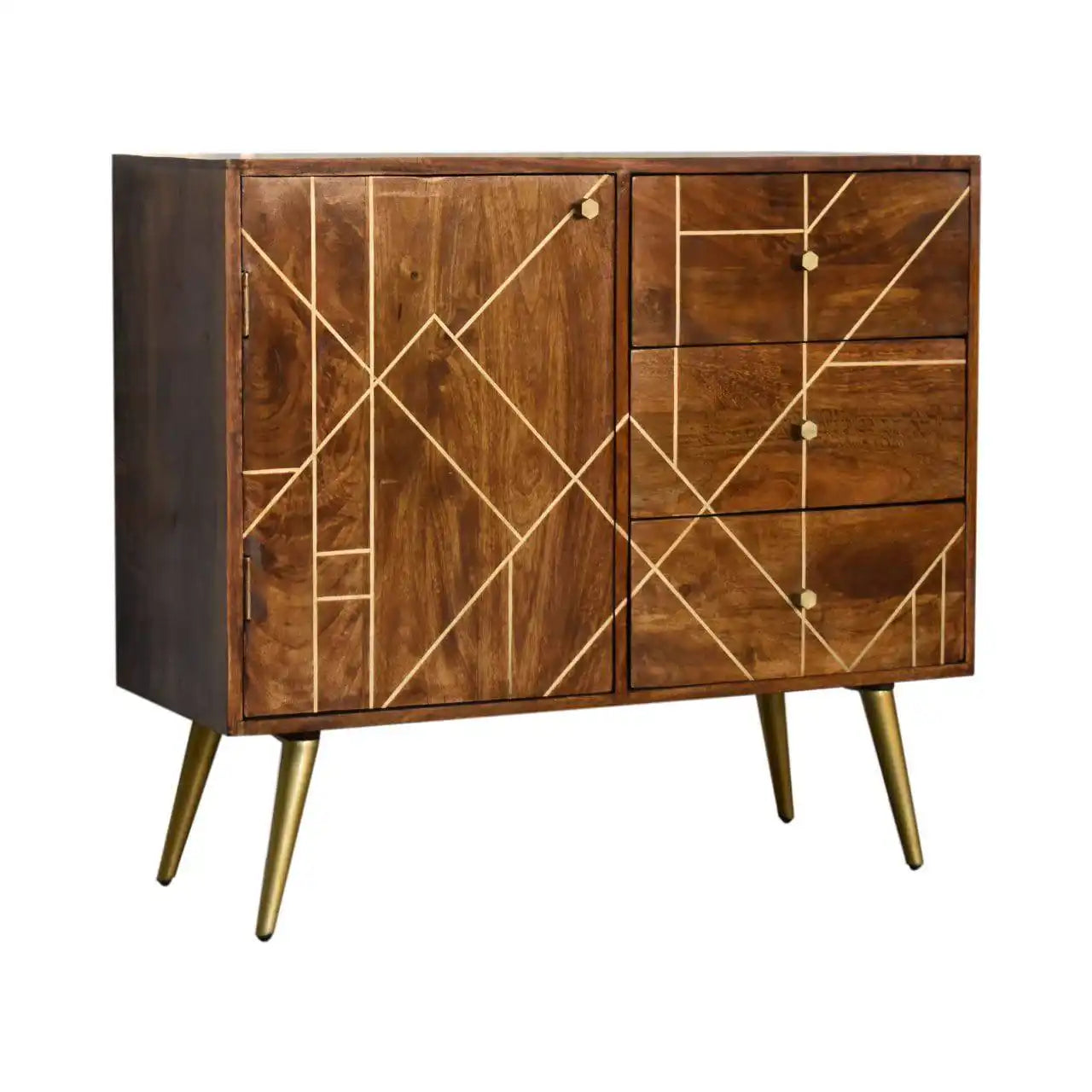 Chestnut Gold Inlay Abstract Sideboard by Artisan Furniture - Price Crash Furniture