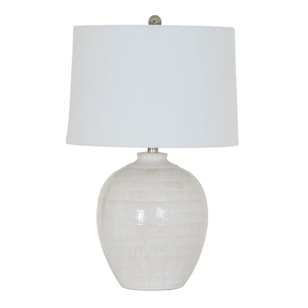 Chevronne Ceramic Table Lamp With Linen Shade - Price Crash Furniture