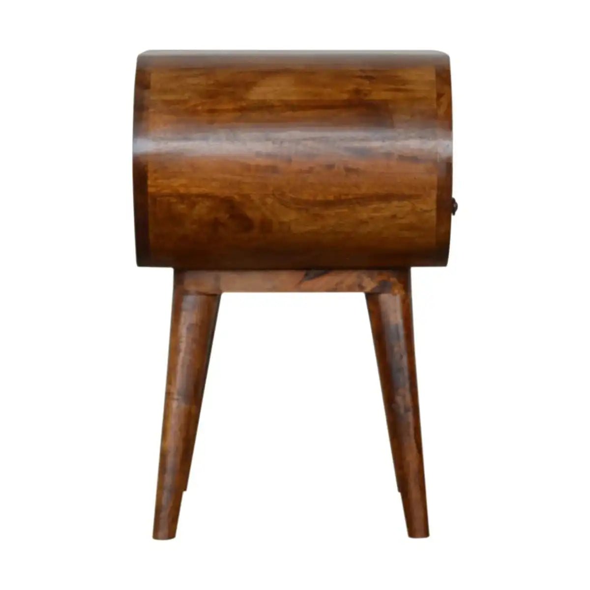 Circular 1 Drawer Bedside Table in Chestnut - Effect Solid Mango Wood - Price Crash Furniture