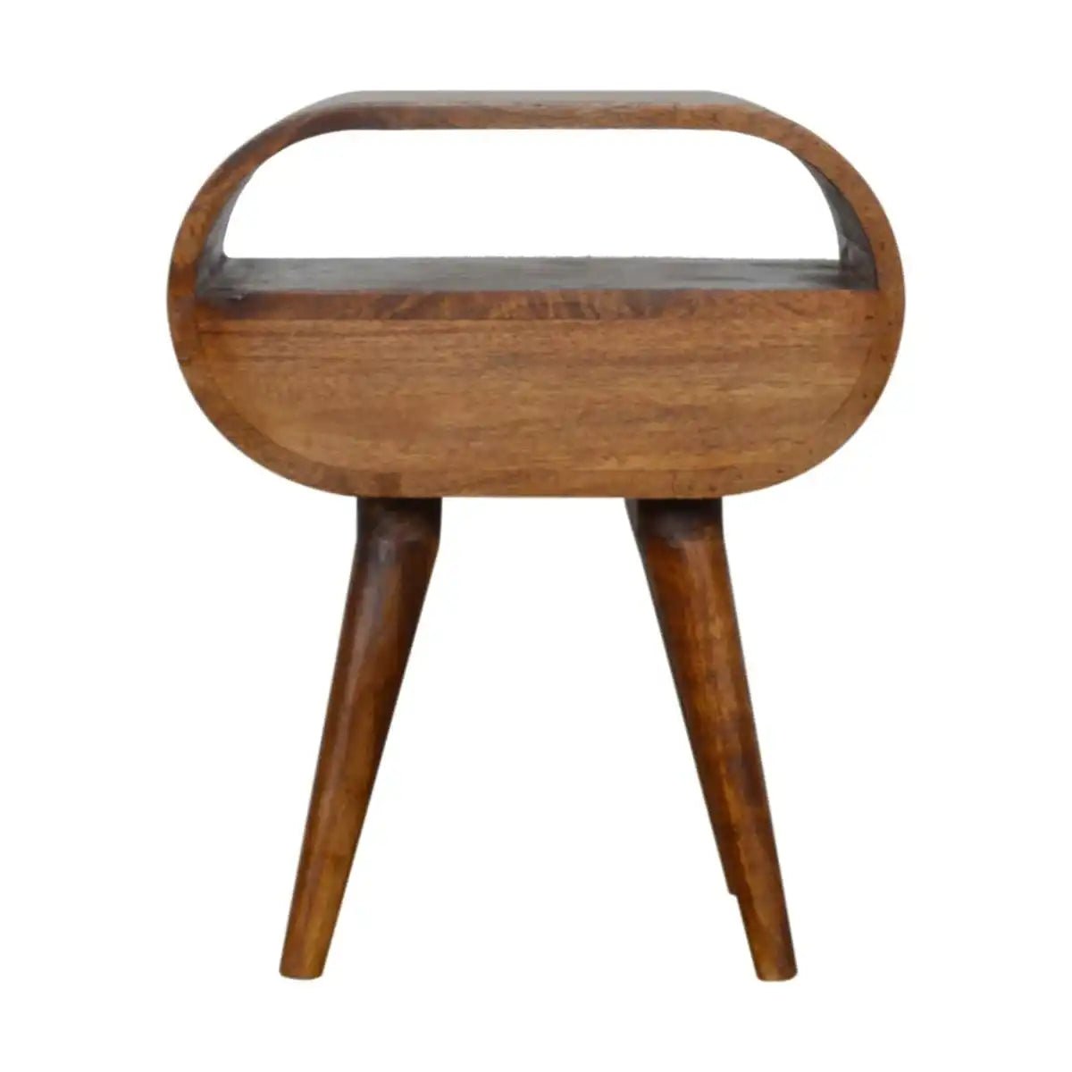 Circular 1 Drawer Bedside Table in Chestnut - Effect Solid Mango Wood - Price Crash Furniture