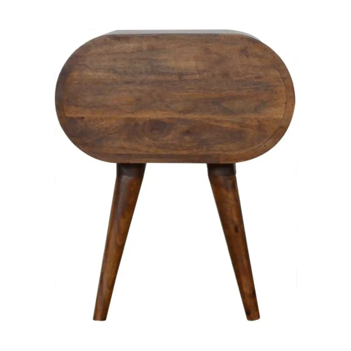 Circular 2 Drawer Bedside Table in Chestnut - effect Solid Mango Wood - Price Crash Furniture