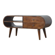 Circular Media Unit in Chestnut - Effect Solid Mango Wood - Price Crash Furniture