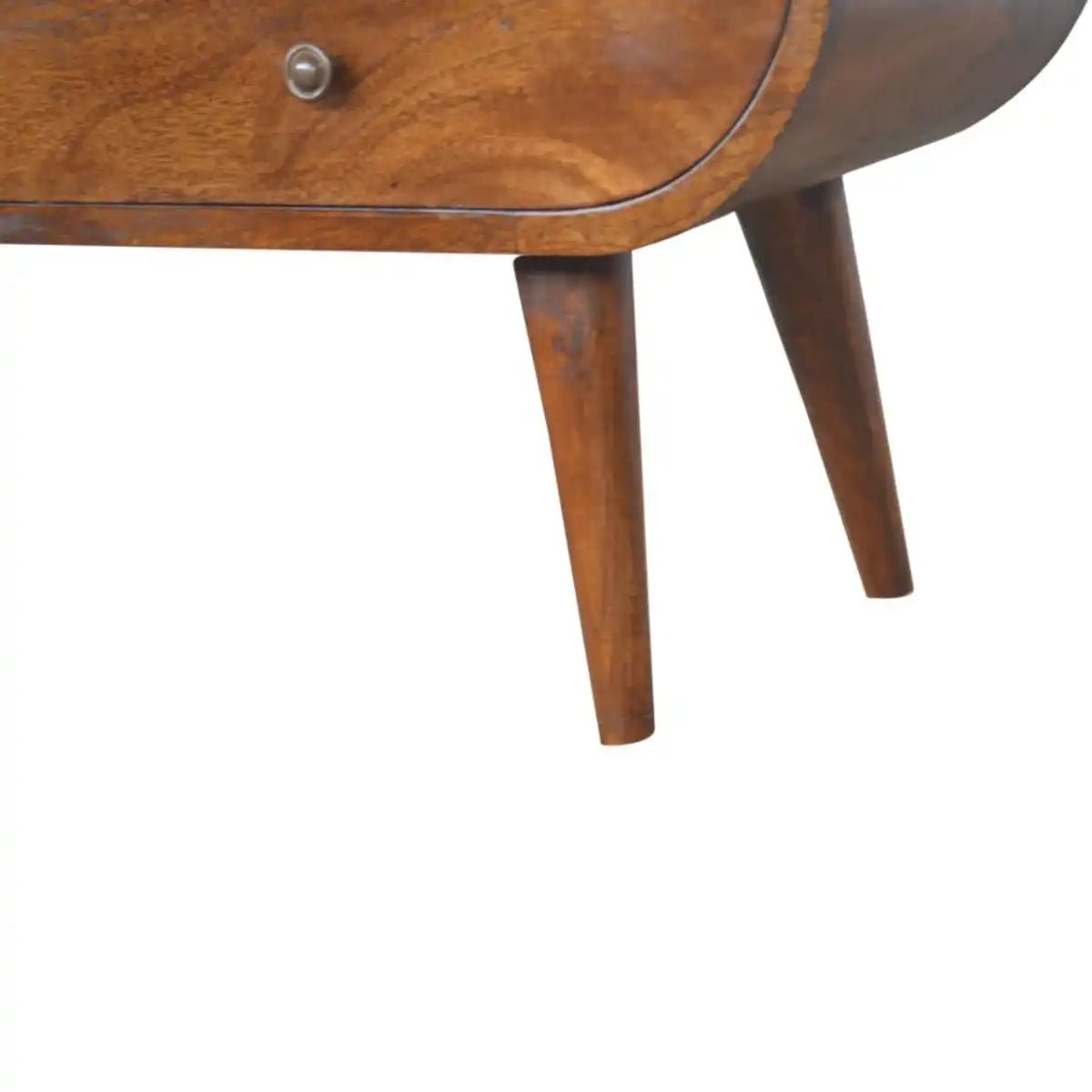 Circular Media Unit in Chestnut - Effect Solid Mango Wood - Price Crash Furniture