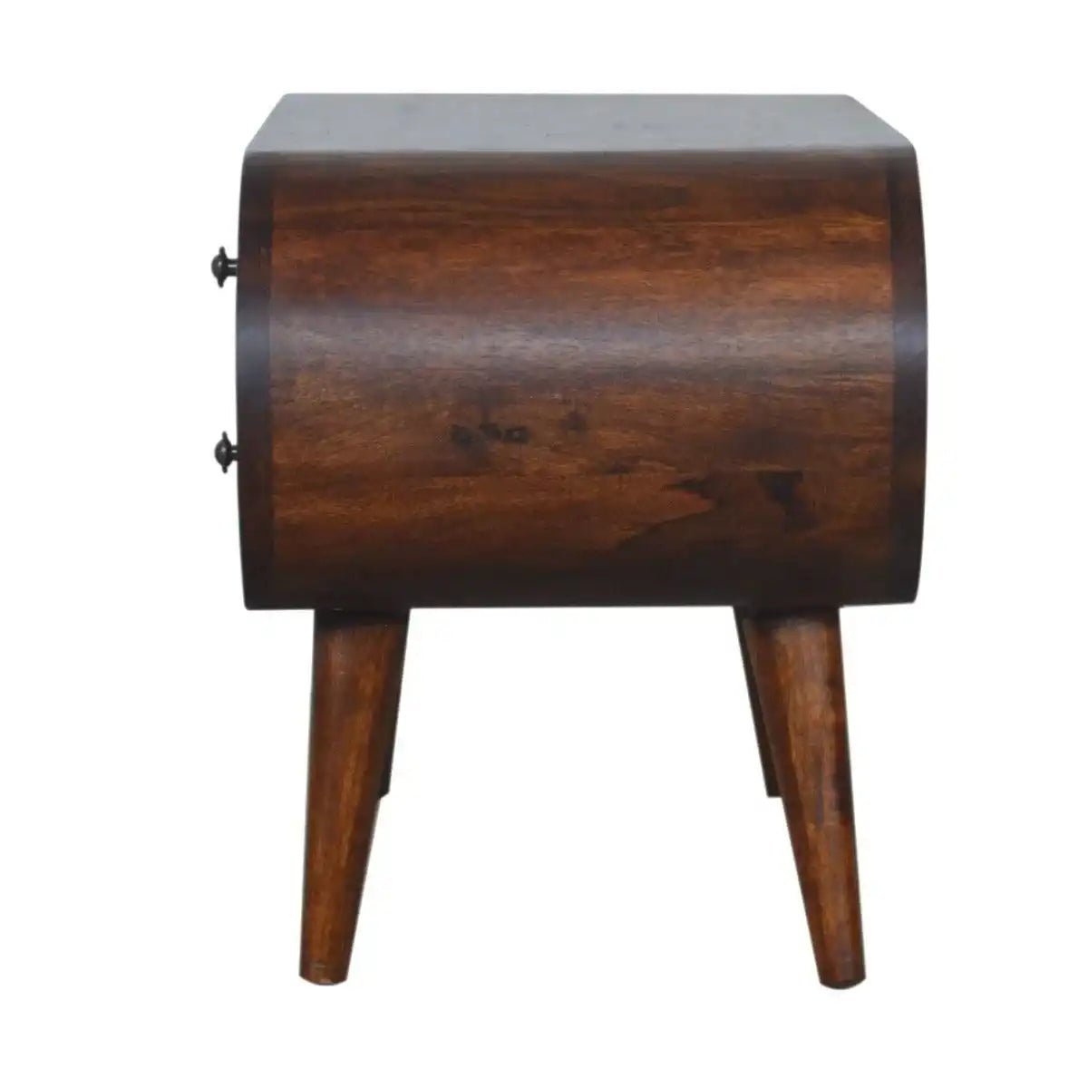Circular Media Unit in Chestnut - Effect Solid Mango Wood - Price Crash Furniture