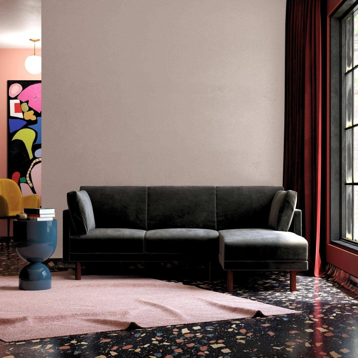 Clair Sprung Seat Sectional Sofa Bed in Black Velvet by Dorel - Price Crash Furniture