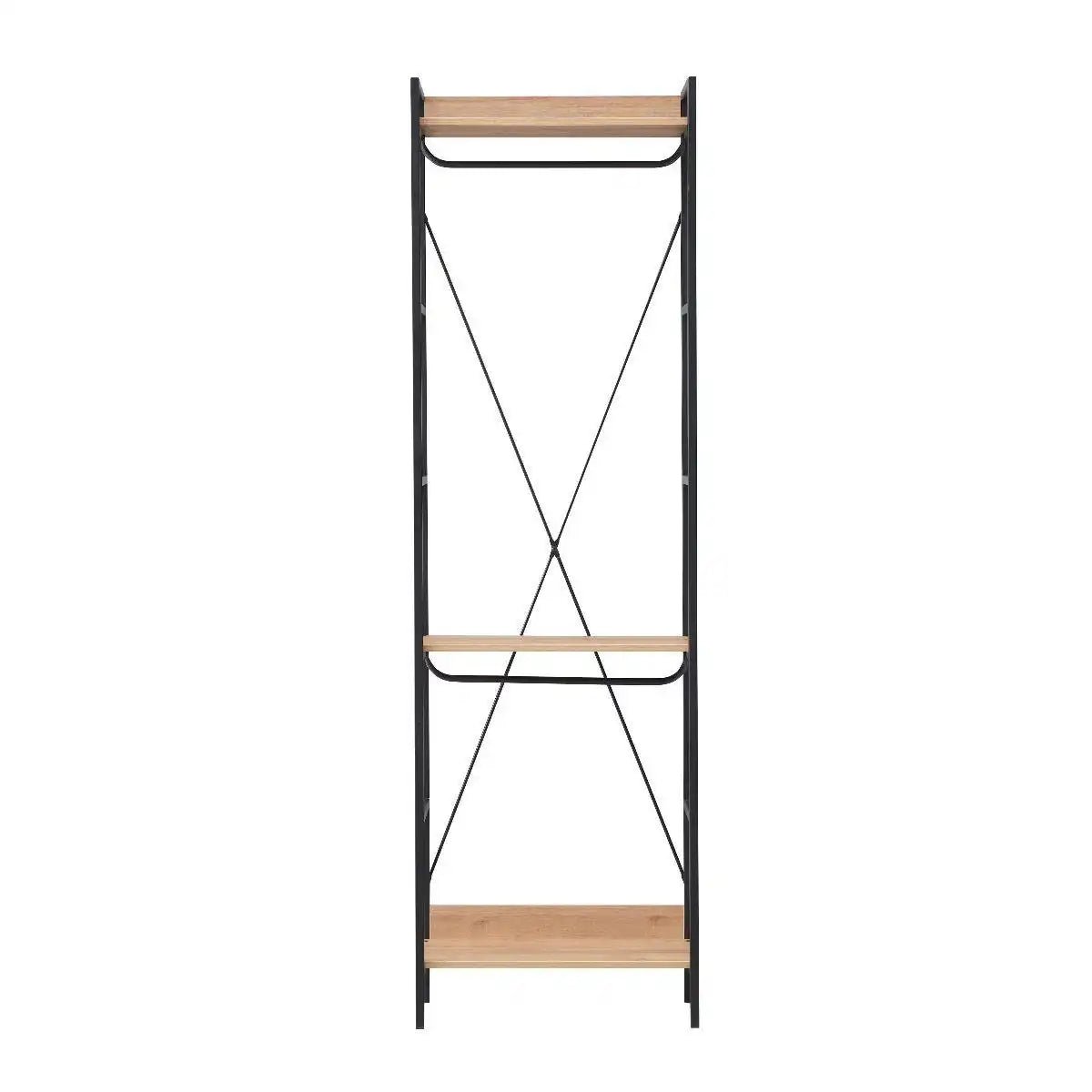 Claire Bedroom Open Wardrobe 3 Shelves in Riviera Oak - Price Crash Furniture