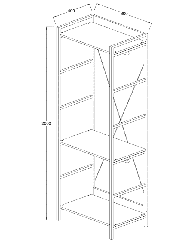 Claire Bedroom Open Wardrobe 3 Shelves in Riviera Oak - Price Crash Furniture