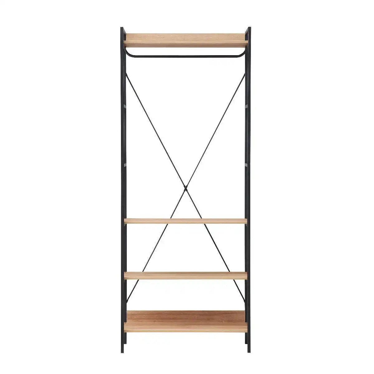 Claire Bedroom Open Wardrobe 4 Shelves in Light Oak - Price Crash Furniture