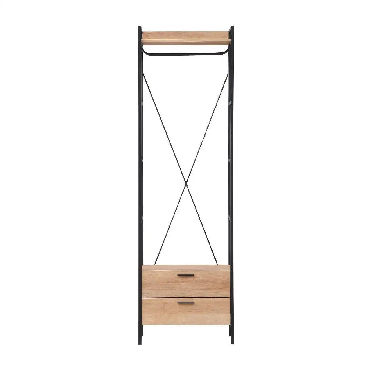 Claire Bedroom Open Wardrobe Riviera Oak 2 Drawer - Price Crash Furniture