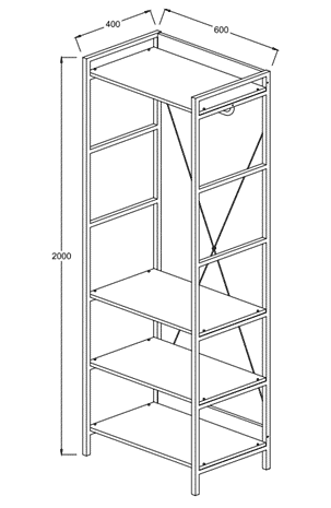 Claire Bedroom Open Wardrobe with 4 Shelves in Riviera Oak - Price Crash Furniture