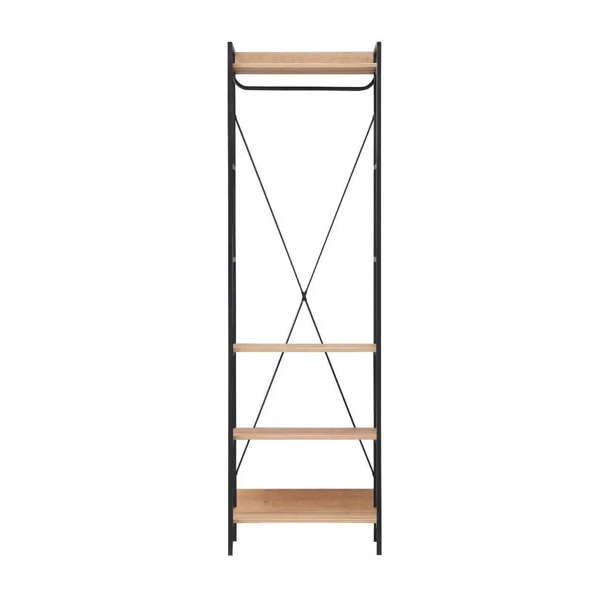 Claire Bedroom Open Wardrobe with 4 Shelves in Riviera Oak - Price Crash Furniture