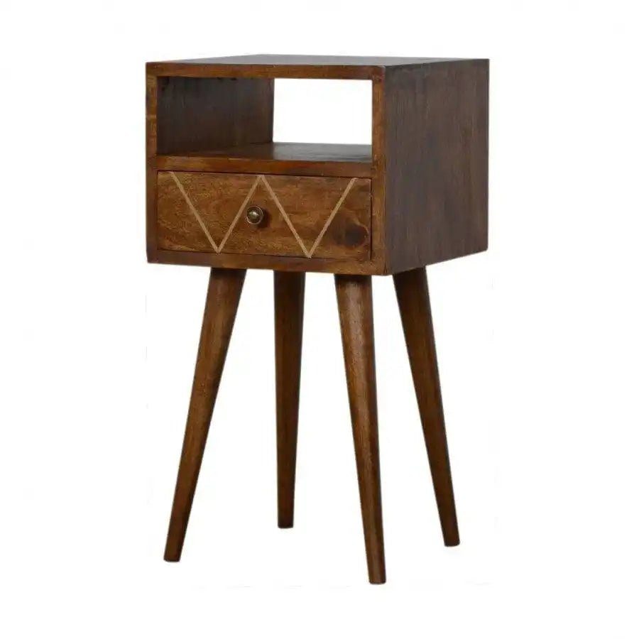 Compact Modern Brass Inlay Bedside - Price Crash Furniture