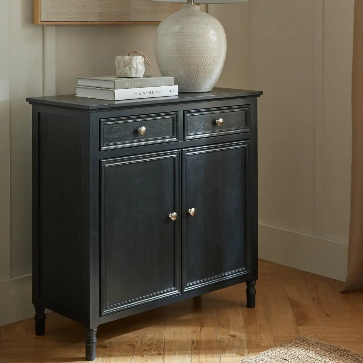 Contour Collection 2 Drawer 2 Door Sideboard Unit in Black - Price Crash Furniture
