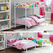 Convertible Single over Single Bunk Bed in White Metal by Dorel - Price Crash Furniture