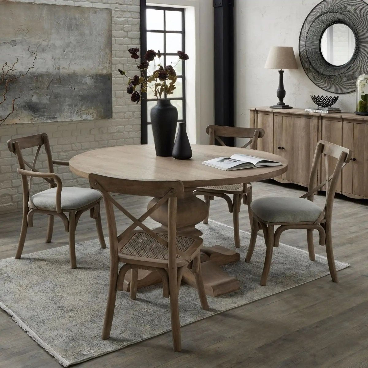 Copgrove Collection 150cm Round Pedestal Dining Table - Price Crash Furniture