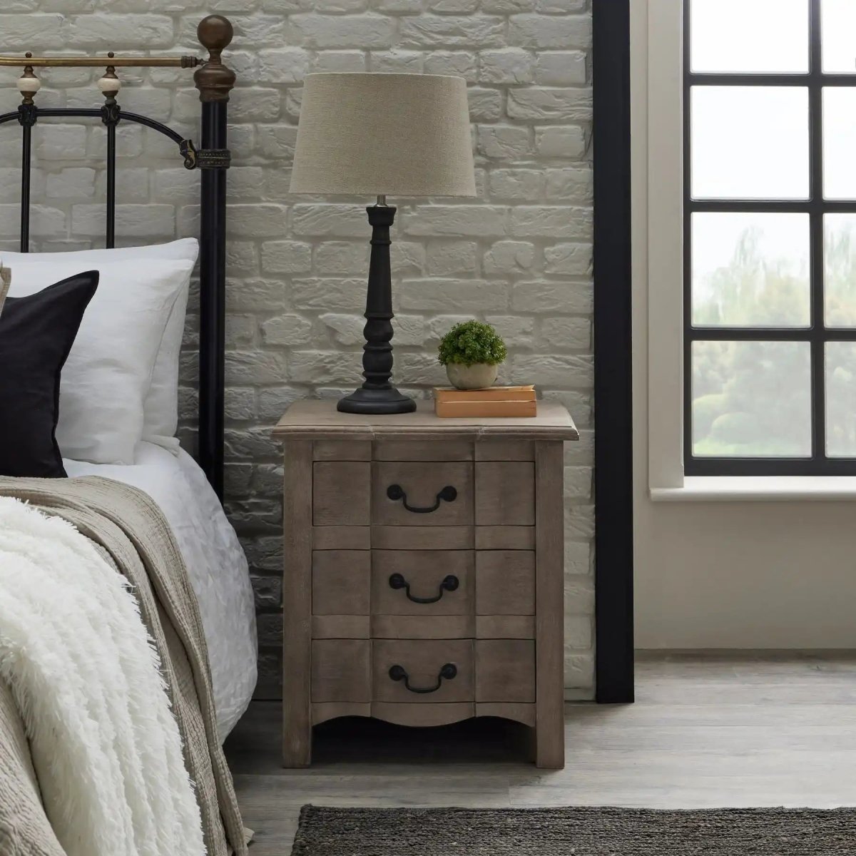 Copgrove Collection Handcrafted 3 Drawer Bedside Table Unit - Price Crash Furniture