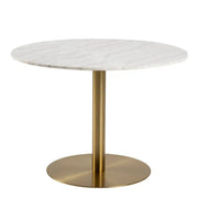 Corby Round Dining Table With White Marble Effect Top & Gold Base - Price Crash Furniture
