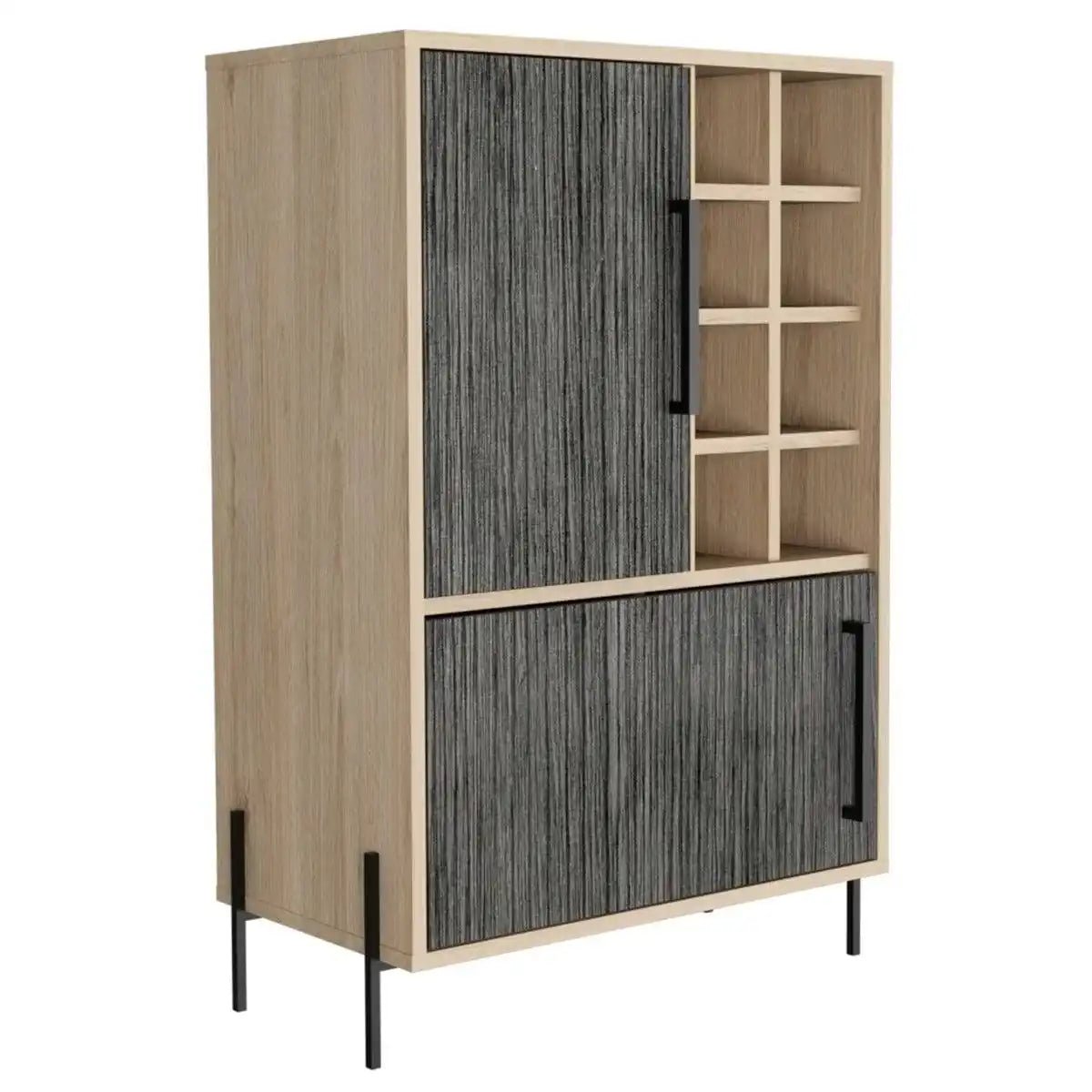 Core Harvard Drinks Bar in Grey & Washed Oak Effect - Price Crash Furniture
