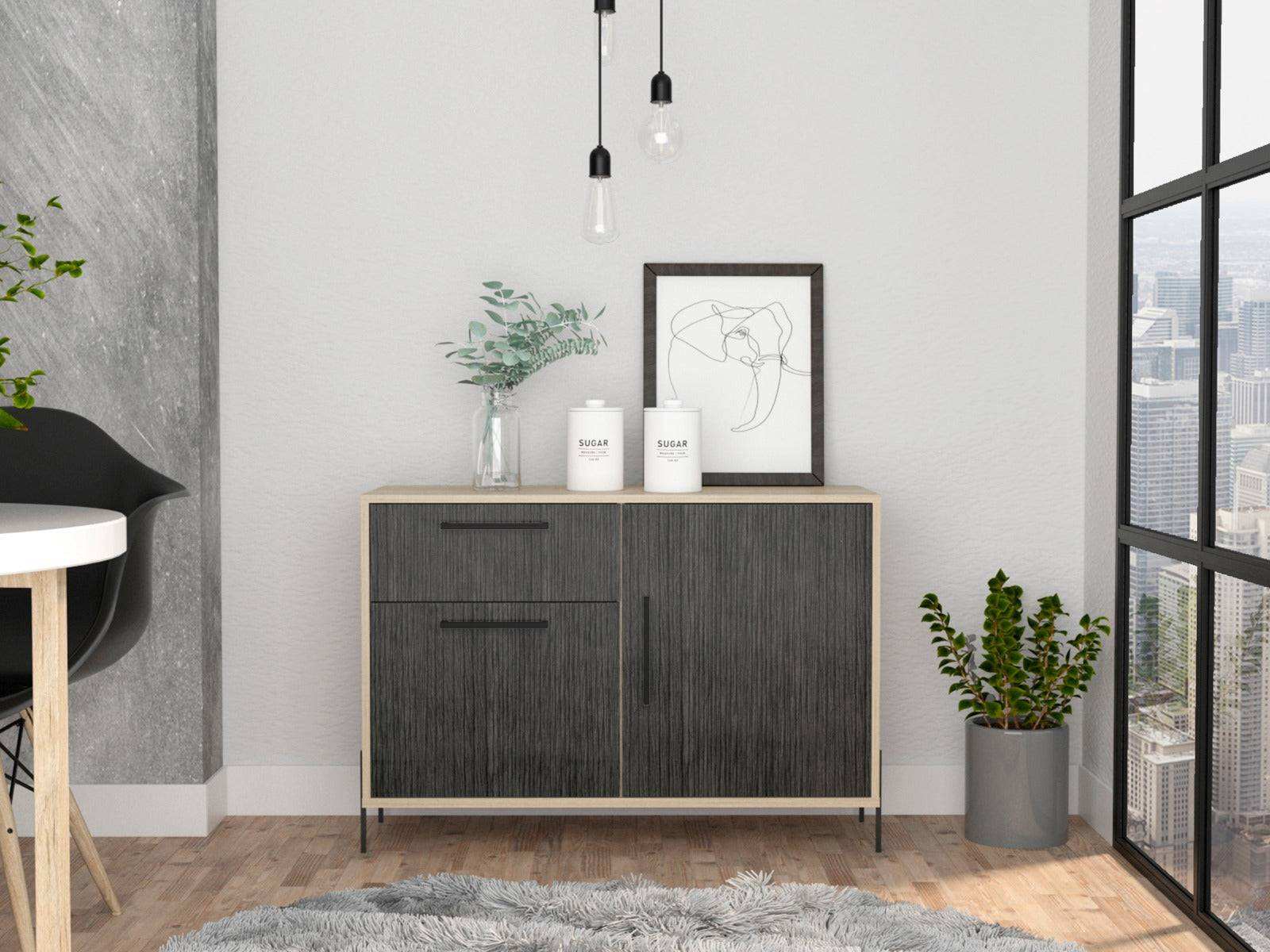 Core Harvard Small Sideboard in Grey & Washed Oak Effect - Price Crash Furniture