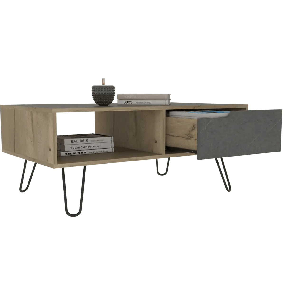 Core Manhattan 1 Drawer Bleached Pine Coffee Table - Price Crash Furniture