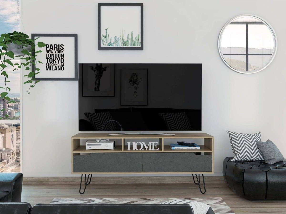 Core Manhattan 2 Drawer Bleached Pine TV Stand - Price Crash Furniture