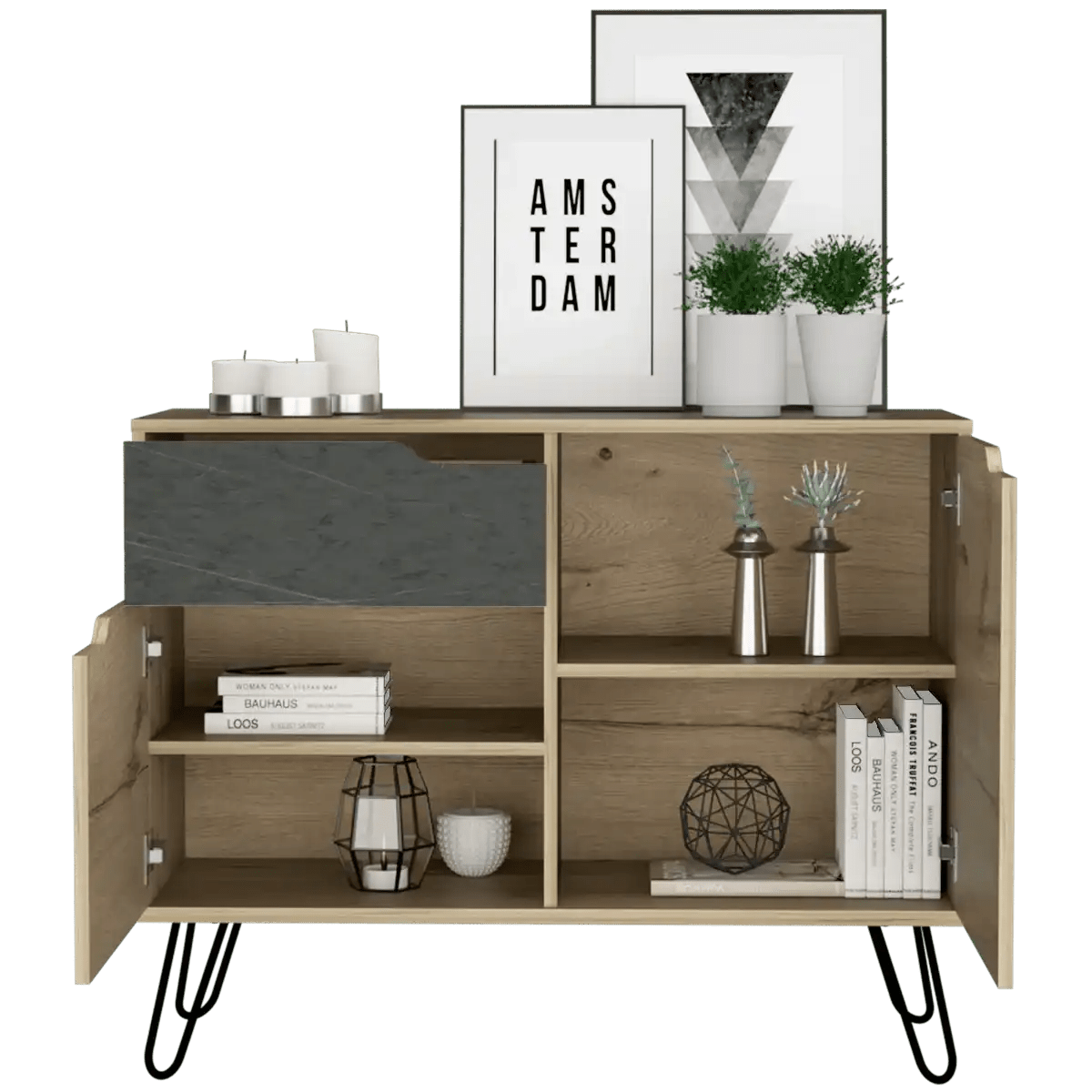 Core Manhattan Bleached Pine 2 Door 1 Drawer Sideboard - Price Crash Furniture