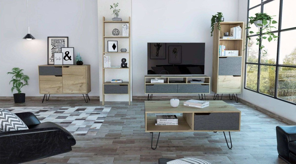 Core Manhattan Bleached Pine 2 Door Tall Bookcase - Price Crash Furniture