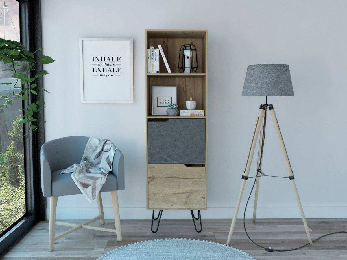 Core Manhattan Bleached Pine 2 Door Tall Bookcase - Price Crash Furniture