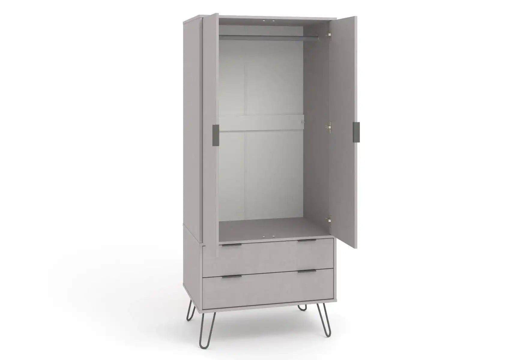 Core Products Augusta 2 Door & 2 Drawer Wardrobe in Grey - Price Crash Furniture