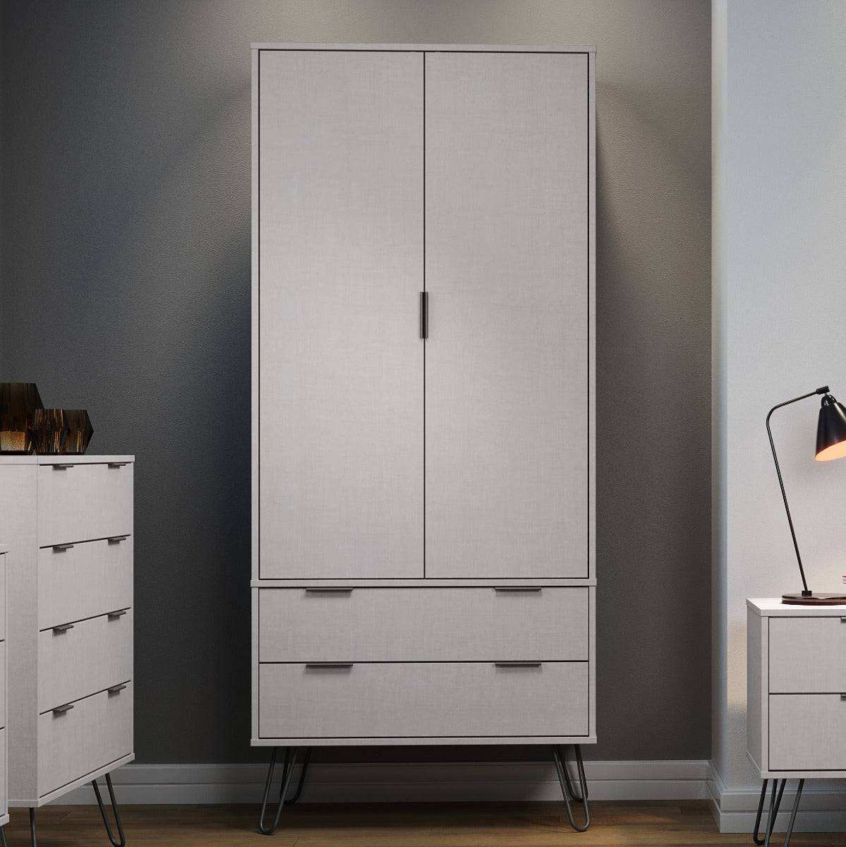 Core Products Augusta 2 Door & 2 Drawer Wardrobe in Grey - Price Crash Furniture