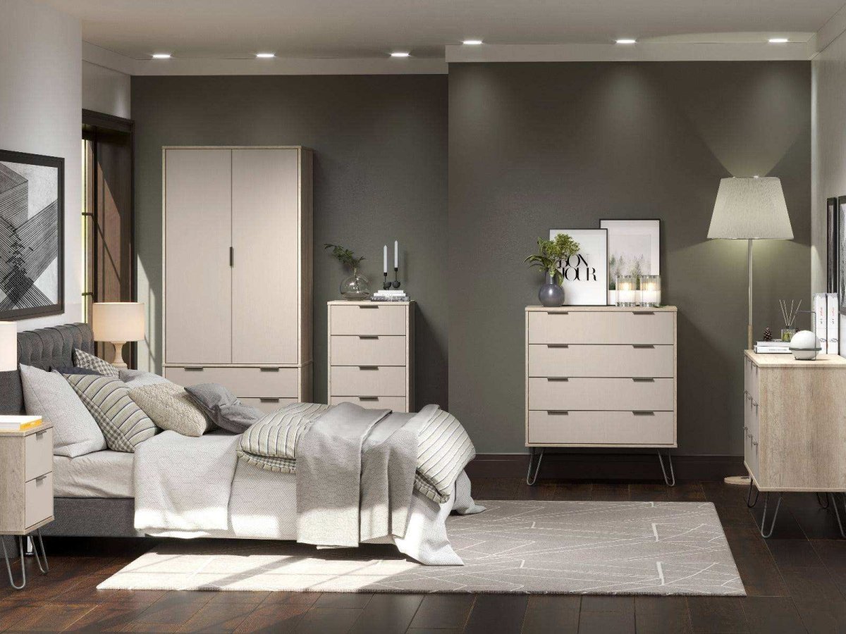 Core Products Augusta 2 Drawer Bedside Cabinet in Driftwood & Calico - Price Crash Furniture