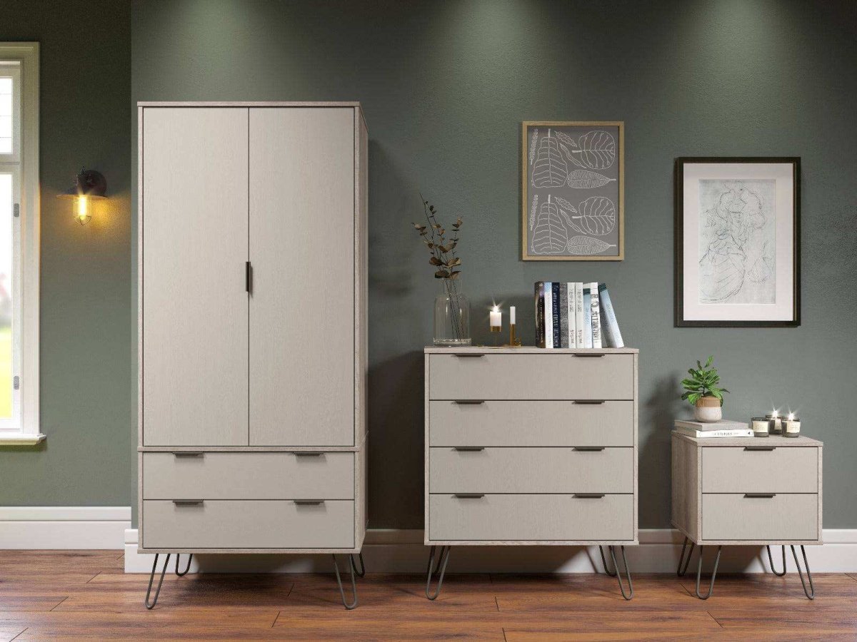 Core Products Augusta 2 Drawer Bedside Cabinet in Driftwood & Calico - Price Crash Furniture
