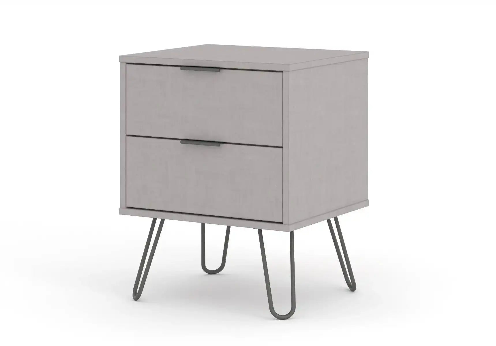 Core Products Augusta 2 Drawer Bedside Cabinet in Grey - Price Crash Furniture