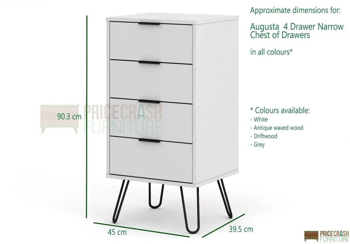 Core Products Augusta 4 Drawer Narrow Chest of Drawers - Price Crash Furniture
