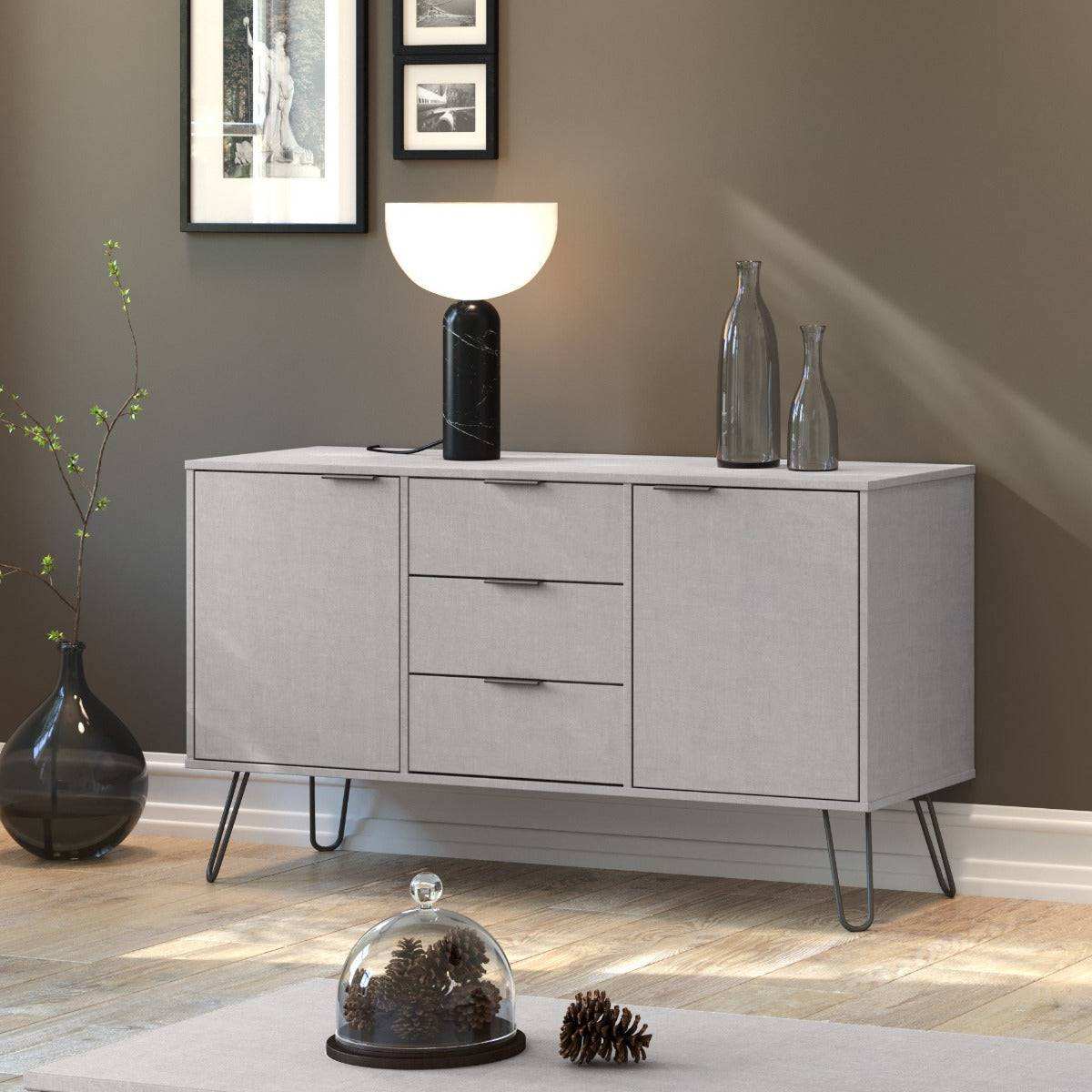 Core Products Augusta Medium Sideboard with 2 Doors & 3 Drawers in Grey - Price Crash Furniture