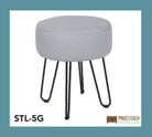 Aspen Grey PU Round Stool With Black Metal Legs - Price Crash Furniture