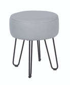 Aspen Grey PU Round Stool With Black Metal Legs - Price Crash Furniture