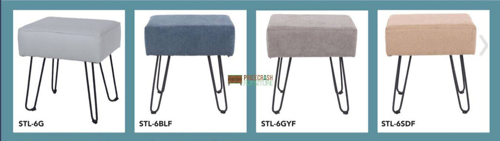 Aspen Rectangular Stool PU Grey with Black Metal Legs - Price Crash Furniture
