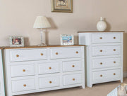 Capri 4 Drawer Chest of Drawers in White & Pine - Price Crash Furniture